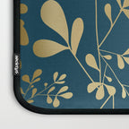 Floral Leaves, Teal and Gold Laptop Sleeve Gallery Image 3