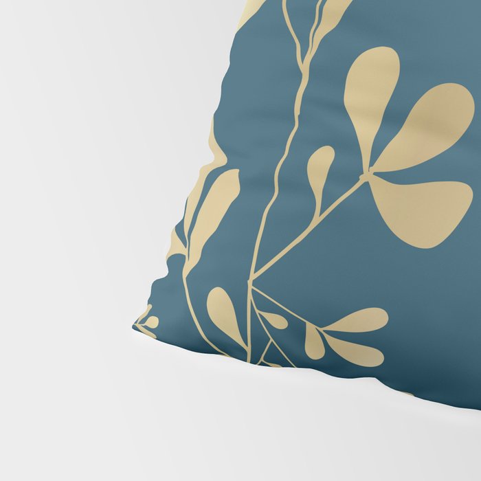 Floral Leaves, Teal and Gold Pillow Sham Gallery Image 4