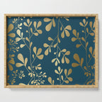Floral Leaves, Teal and Gold Serving Tray Gallery Image 1