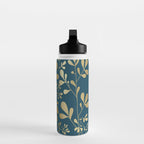 Floral Leaves, Teal and Gold Water Bottle Gallery Image 3