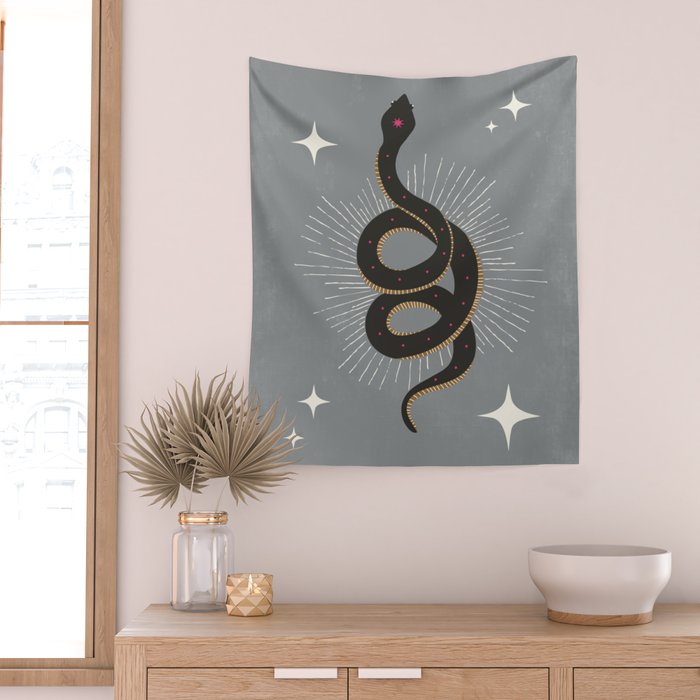 Slither - Gray Wall Tapestry Gallery Image 2