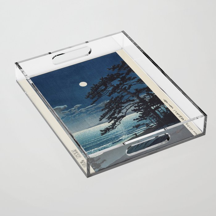 Spring Moon At Ninomiya Beach by Hasui Kawase å·ç¬ å·´æ°´ Acrylic Tray Gallery Image 1