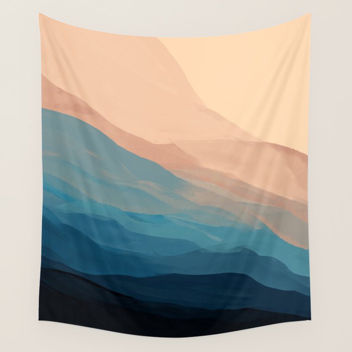 Blue Waves In Desert Peaks Wall Tapestry Gallery Image 4