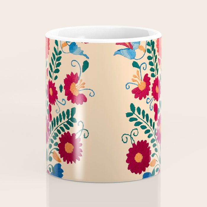 Mexican Bird Motif Cream  Coffee Mug Gallery Image 4