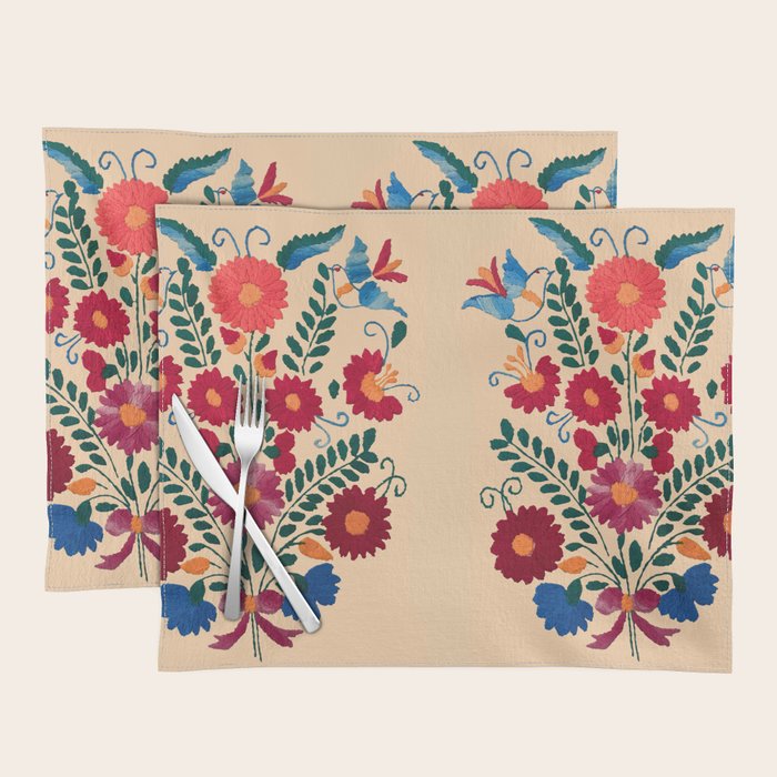 Mexican Bird Motif Cream  Placemat Gallery Image 1