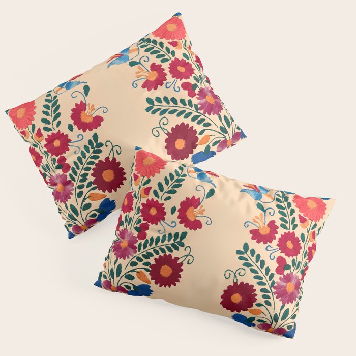 Mexican Bird Motif Cream  Pillow Sham Gallery Image 1