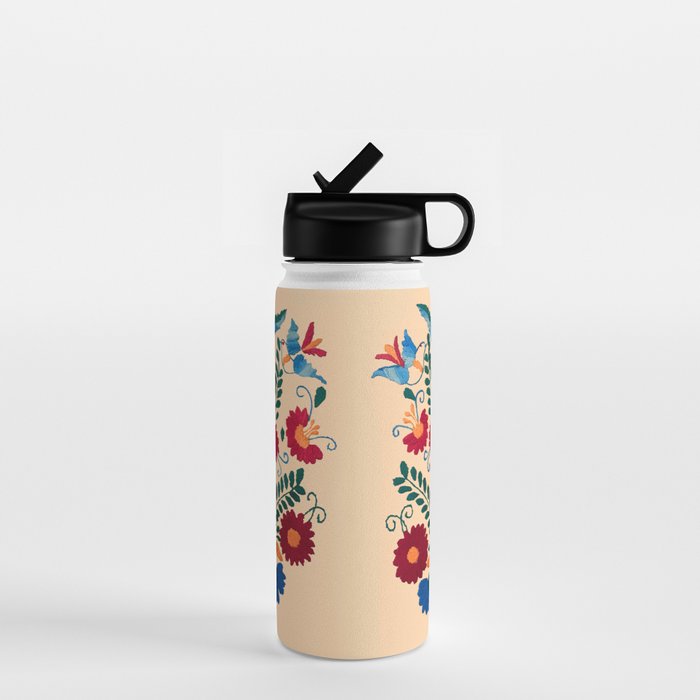 Mexican Bird Motif Cream  Water Bottle Gallery Image 1