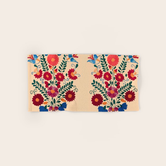Mexican Bird Motif Cream  Bath Towel Gallery Image 1