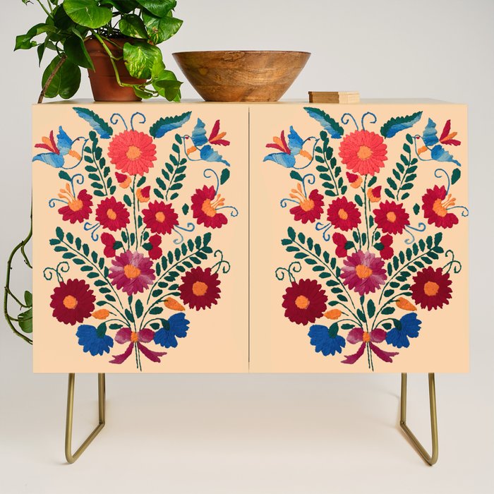 Mexican Bird Motif Cream  Credenza Gallery Image 1
