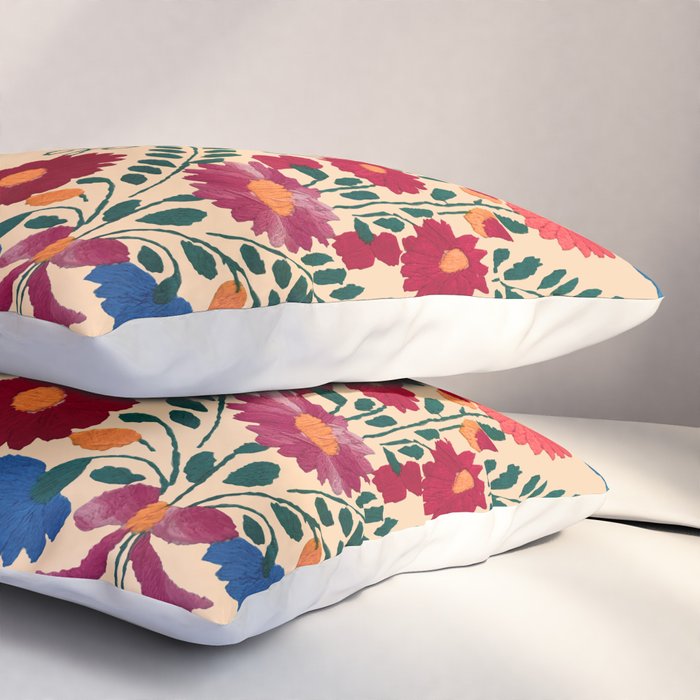 Mexican Bird Motif Cream  Pillow Sham Gallery Image 3