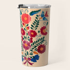 Mexican Bird Motif Cream  Travel Mug Gallery Image 3