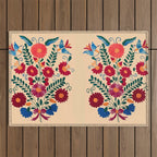 Mexican Bird Motif Cream  Outdoor Rug Gallery Image 1