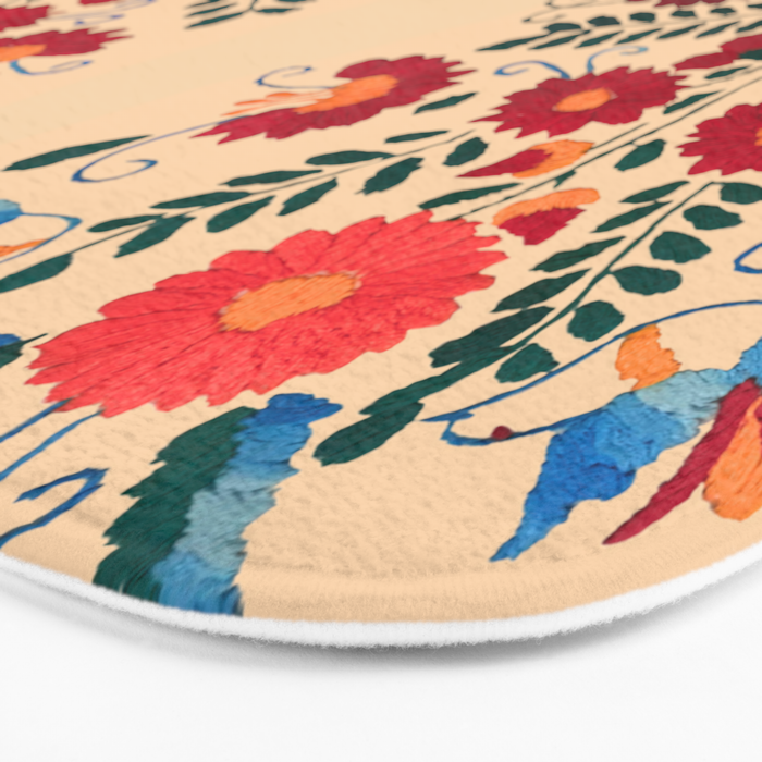Mexican Bird Motif Cream  Bath Mat Gallery Image 3