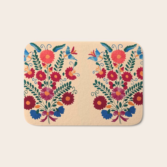 Mexican Bird Motif Cream  Bath Mat Gallery Image 1
