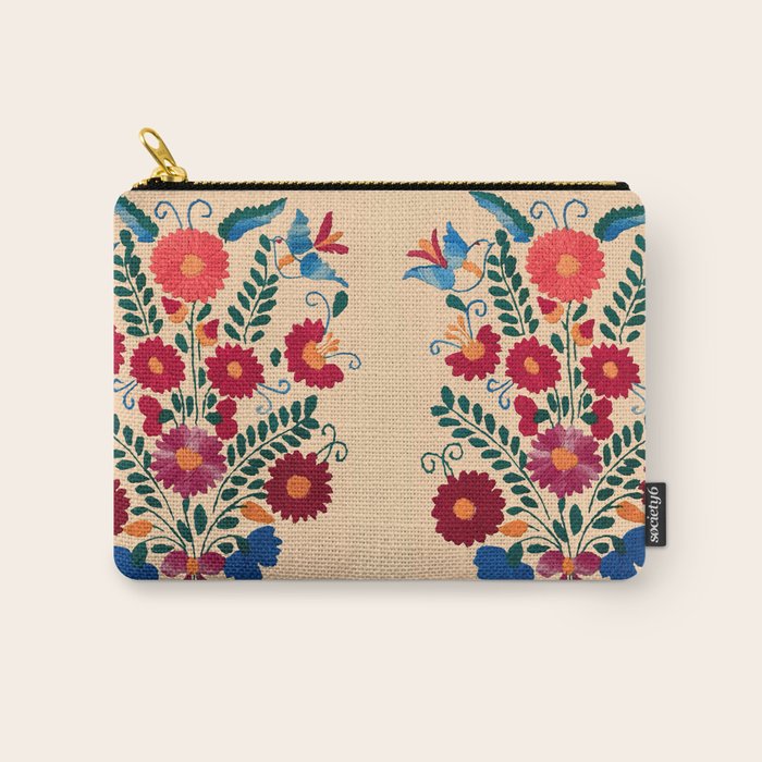 Mexican Bird Motif Cream  Carry All Pouch Gallery Image 1