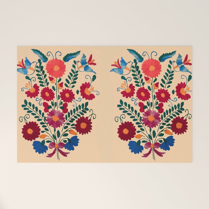 Mexican Bird Motif Cream  Welcome Mat Gallery Image 1