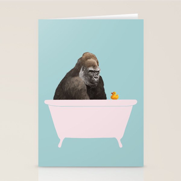 Gorilla in Bathtub Stationery Card Gallery Image 1