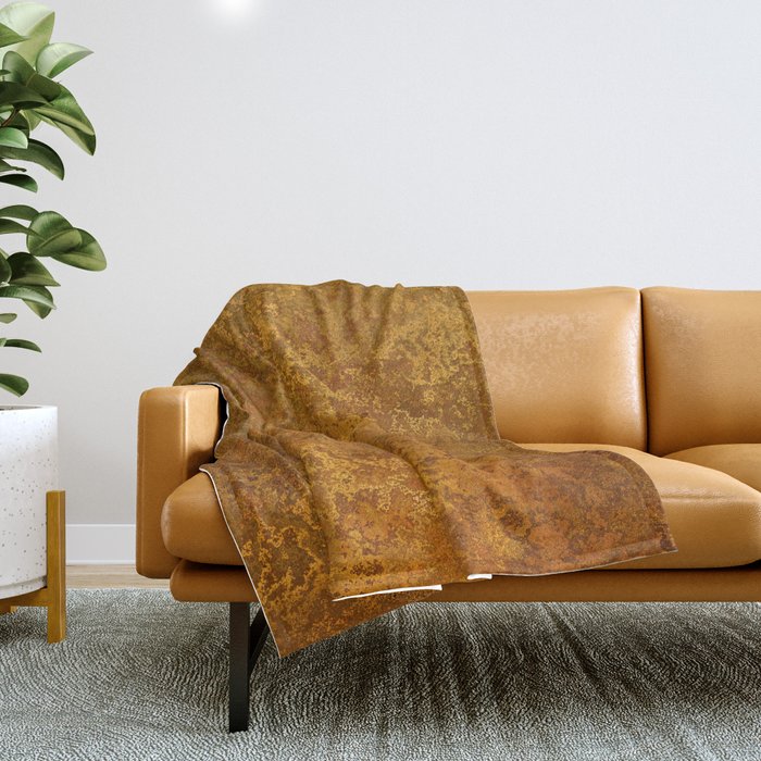 Vintage Gold Rust, Minimal Art Throw Blanket Gallery Image 1