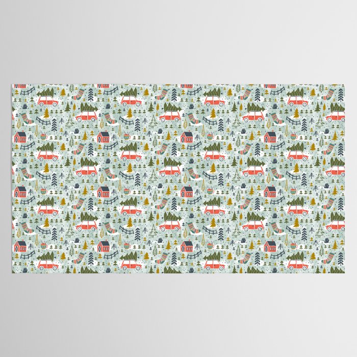 Home For The Holidays Blush Mint Christmas Tablecloth Gallery Image 2