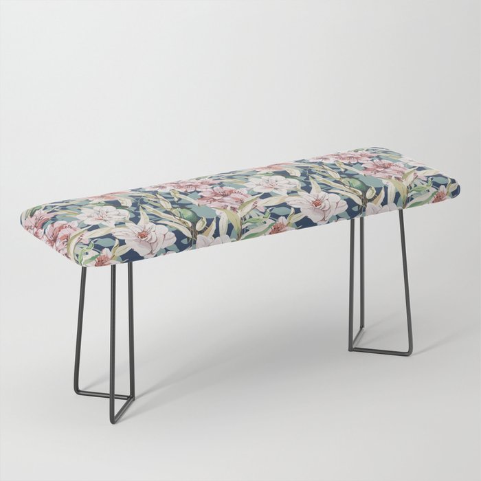 Birds in lush night garden flowers Bench Gallery Image 1