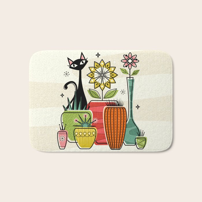 Plants, Pots, and a Pussycat ©studioxtine Bath Mat Gallery Image 1