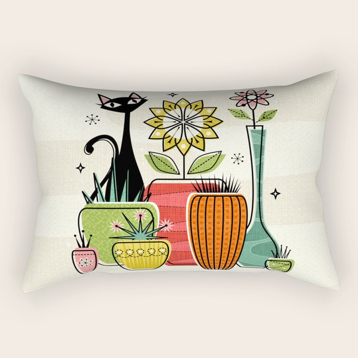Plants, Pots, and a Pussycat ©studioxtine Rectangular Pillow Gallery Image 1