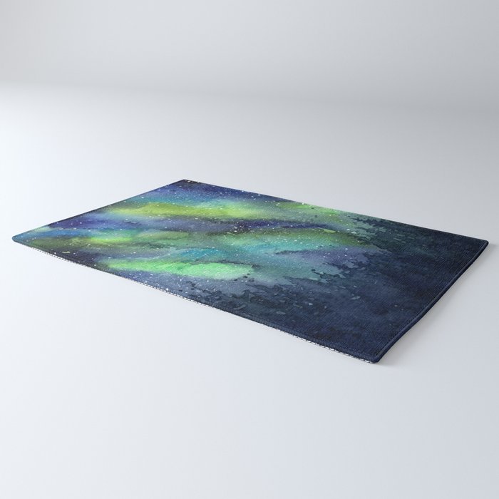 Galaxy Aurora Northern Lights Nebula Space Watercolor Rug Gallery Image 3