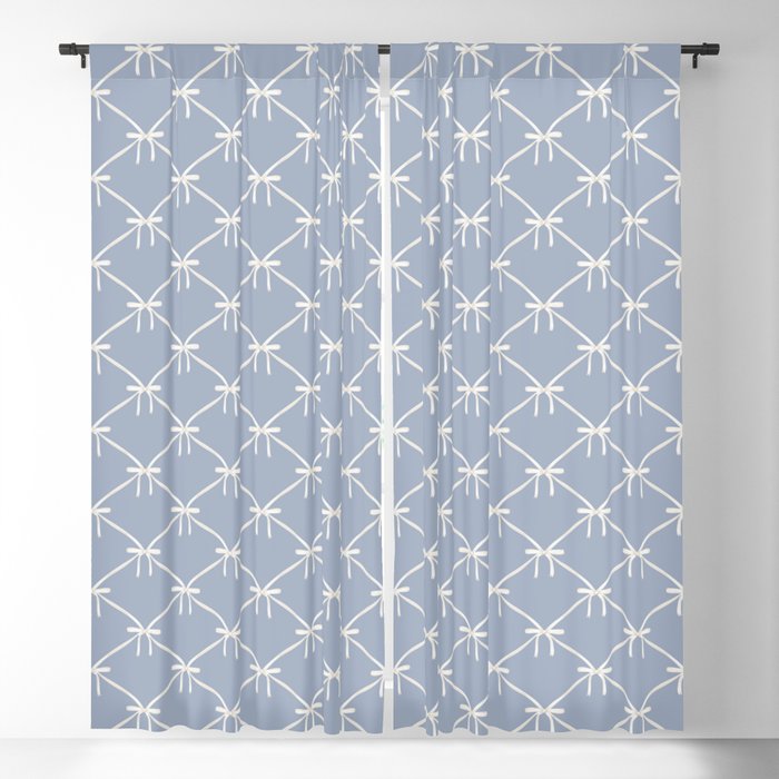 Bows & Ribbons Pattern XLIV Light Pastel Blue Window Curtain Gallery Image 5