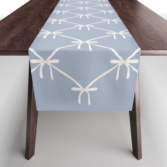 Bows & Ribbons Pattern XLIV Light Pastel Blue Table Runner Gallery Image 1