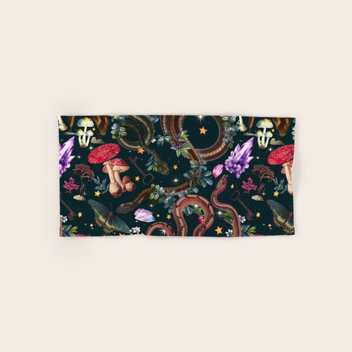 Mysterious Mushroom Forest III - Night Bath Towel Gallery Image 1