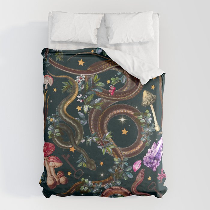Mysterious Mushroom Forest III - Night Duvet Cover Gallery Image 1