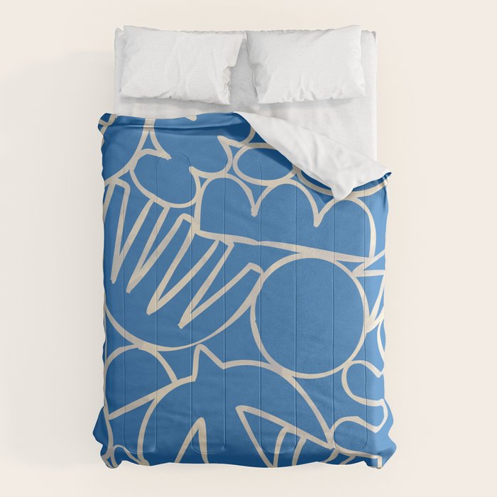 Blue organic nature art shape paint pattern Comforter Gallery Image 1