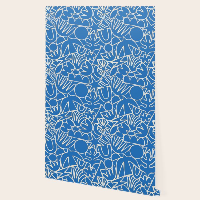 Blue organic nature art shape paint pattern Wallpaper Gallery Image 2