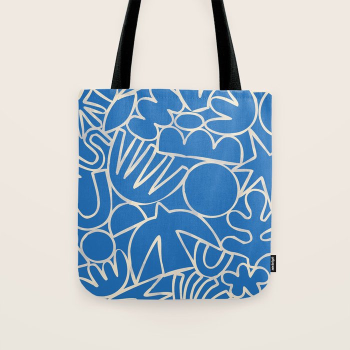 Blue organic nature art shape paint pattern Tote Bag Gallery Image 1