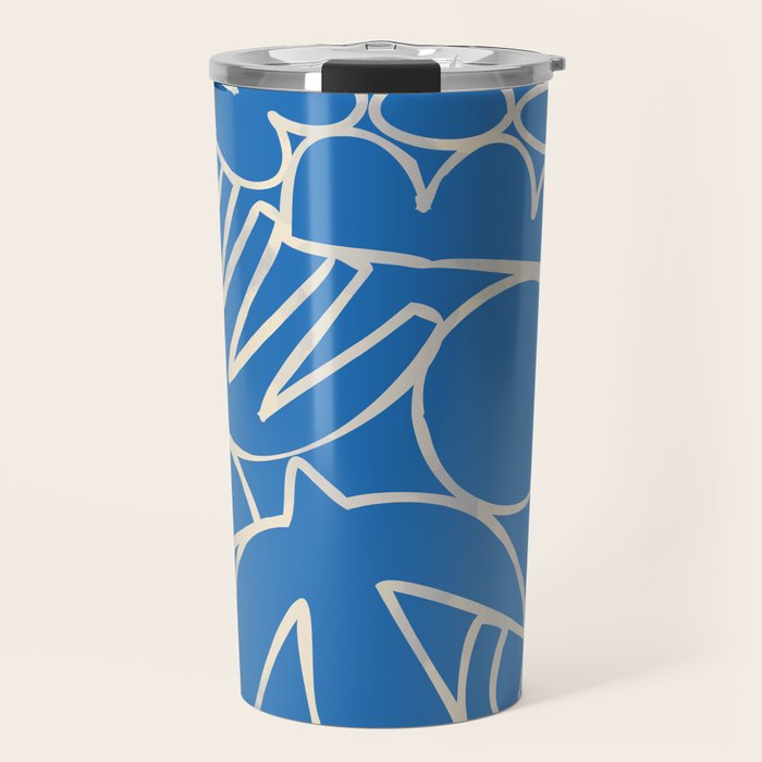 Blue organic nature art shape paint pattern Travel Mug Gallery Image 1