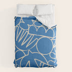 Blue organic nature art shape paint pattern Comforter Gallery Image 6