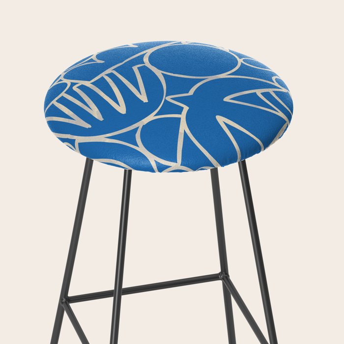 Blue organic nature art shape paint pattern Stool Gallery Image 2