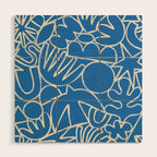 Blue organic nature art shape paint pattern Wood Wall Art Gallery Image 1