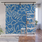 Blue organic nature art shape paint pattern Wall Mural Gallery Image 1