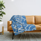 Blue organic nature art shape paint pattern Throw Blanket Gallery Image 1