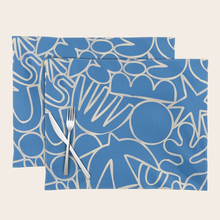 Blue organic nature art shape paint pattern Placemat Gallery Image 1