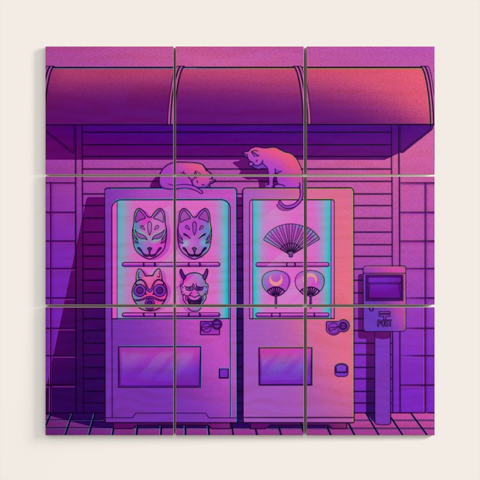 Neon Vending Machines Wood Wall Art Gallery Image 1