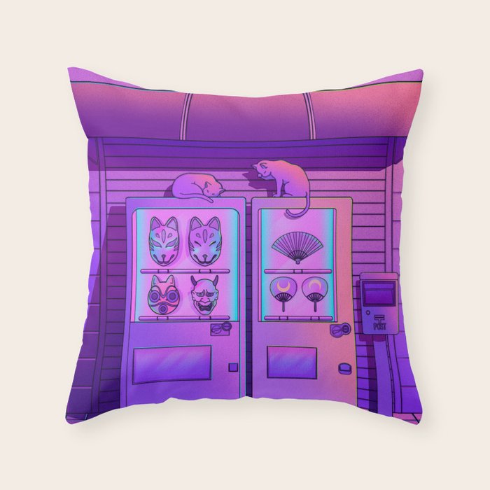 Neon Vending Machines Throw Pillow Gallery Image 1