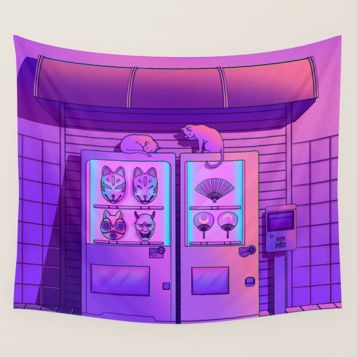 Neon Vending Machines Wall Tapestry Gallery Image 1