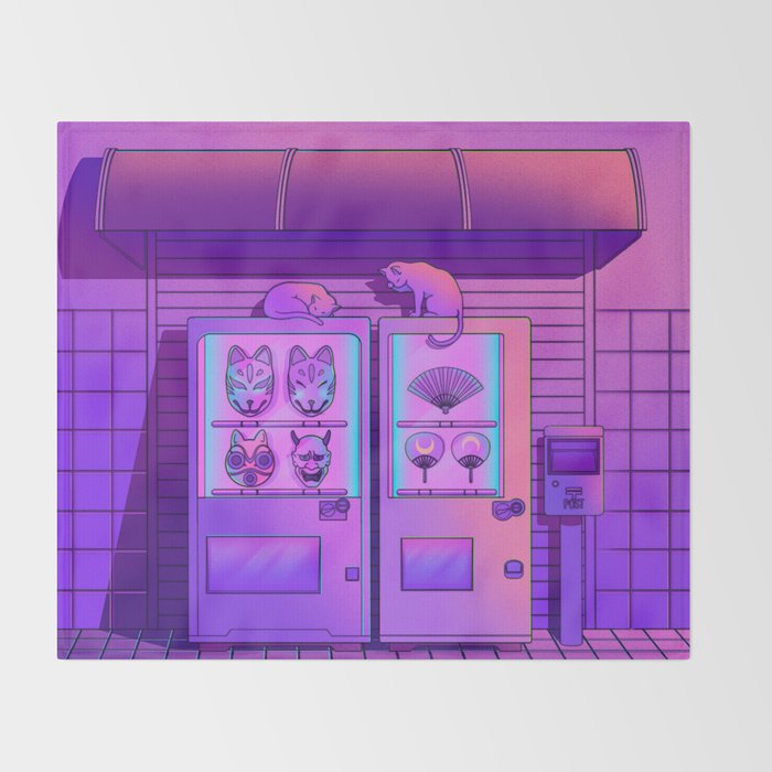 Neon Vending Machines Throw Blanket Gallery Image 2