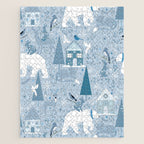 Scandinavian style festive winter animals blue Jigsaw Puzzle Gallery Image 1
