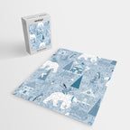 Scandinavian style festive winter animals blue Jigsaw Puzzle Gallery Image 2