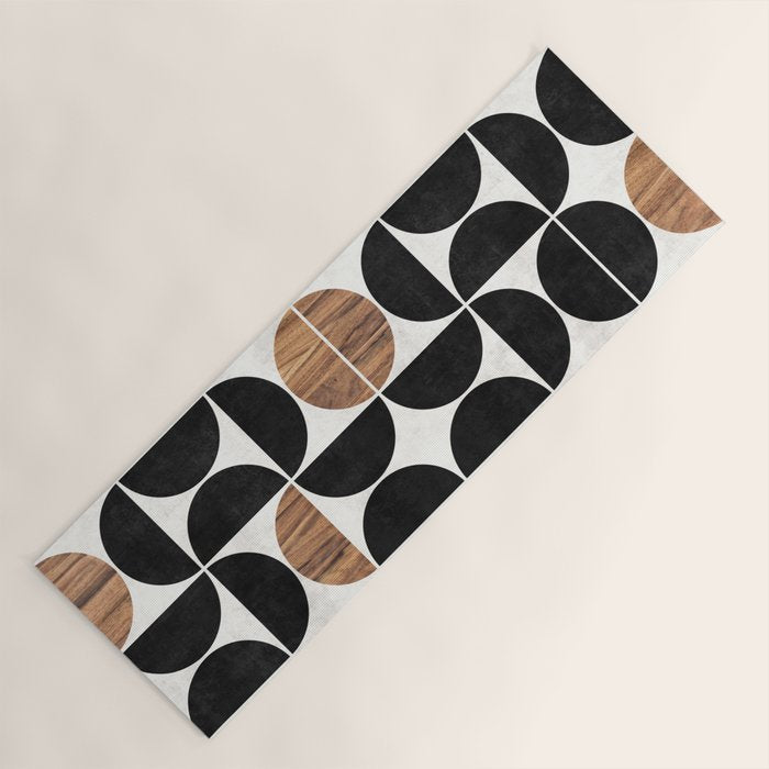 Mid-Century Modern Pattern No.1 - Concrete and Wood Yoga Mat Gallery Image 1