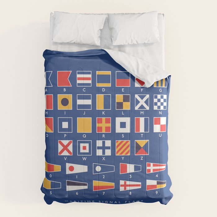 Maritime Nautical Signal Flags Chart - Navy Comforter Gallery Image 1