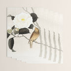 Nightingale on a flowering Camellia - Japanese vintage woodblock print art Wrapping Paper Gallery Image 3